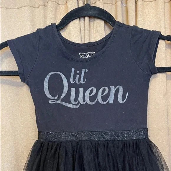 The Children's Place Black 'Lil' Queen' Tulle Dress Ruffled Layered Design - Picture 5 of 10